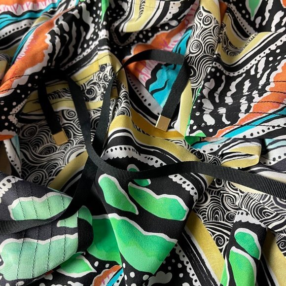 Jim Thompson‎ Silk Short Wrap Kaftan Women 10 NWOT Hi Low Abstract Tunic Top - Picture 12 of 12